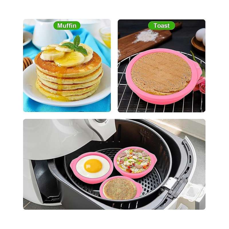 4 Pcs Air Fryer Egg , Air Fryer Egg Silicone, for Muffin Lids, Toast, Non-Stick Air Fryer Accessorie