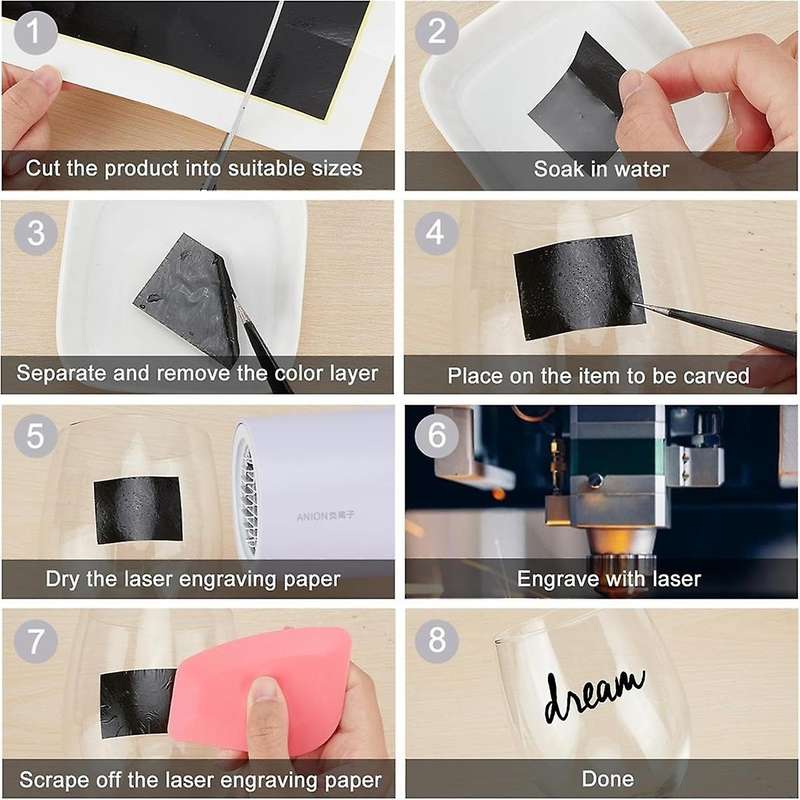 4 PCS Black Laser Engraving Marking Paper, 39x27CM Dimming Paper Engraving Test Focus Paper, for Gla