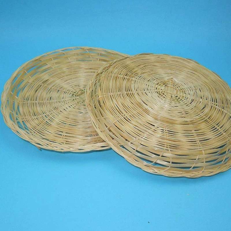 4 Pcs Bamboo Paper Plate Holder-10 Inch Round Woven Compatible Picnic Party