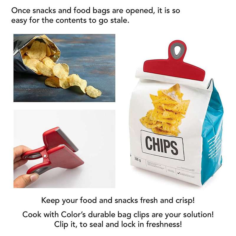 4 Pcs Bag Clips,Large Heavy Duty Chip Clip for Food Storage with Air Tight Seal Grip for Snack Bags