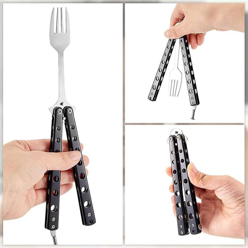 4 Pcs Butterfly Fork and Spoon Set Butterfly Spoon Fork Folding Stainless Steel Forks and Spoons Fo