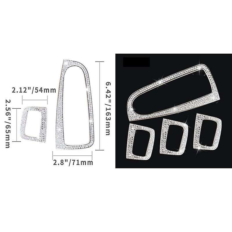 4 Pcs Car Bling Crystal Silver Window Control Switch Button Covers Stickers for C Class W205 GLC