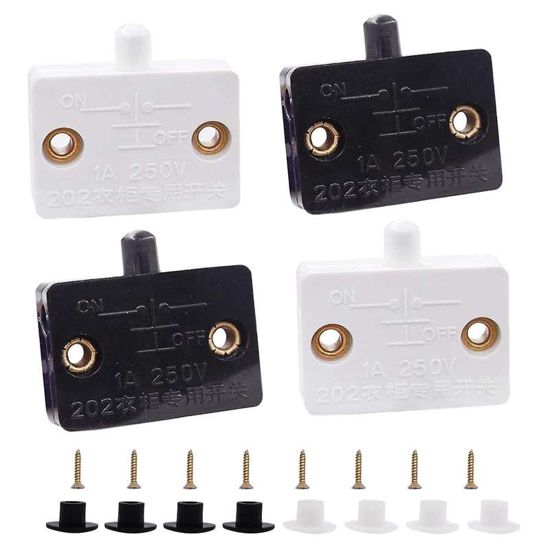 4 Pcs Cabinet Door Switch Cabinet Lamp Switch Drawers Open on Door for 12V 24V 110V