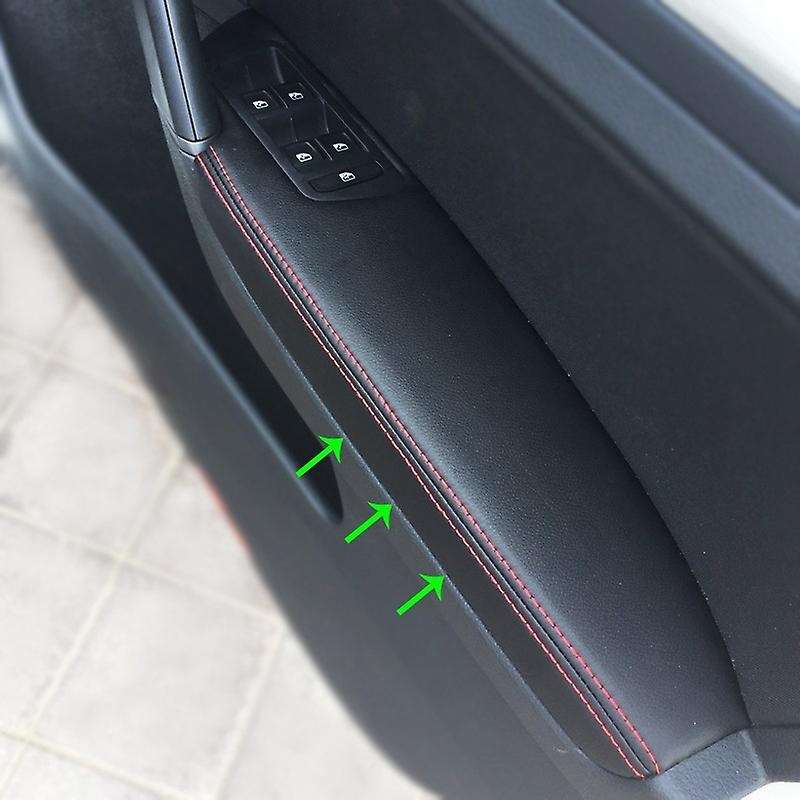 4 Pcs Car Door Handle Armrest Panel Microfiber PU Leather Protective Cover Trim for Golf 7 2014-2018