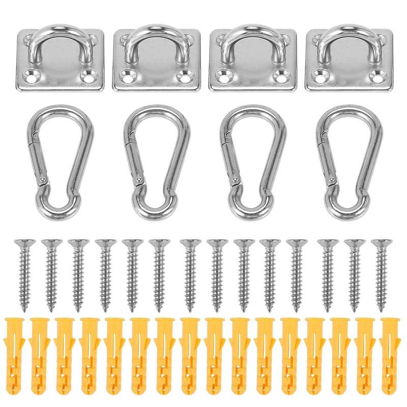 4 Pcs Ceiling and Wall Hanging Hardware Accessory 304 Stainless Steel Eye Hook Plate Buckle for Yoga