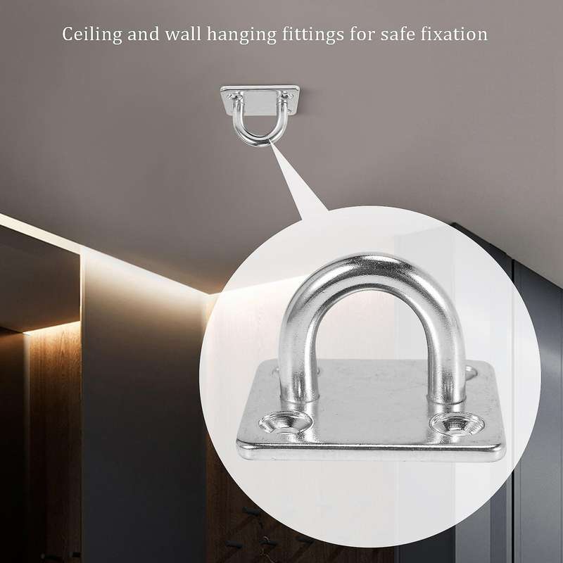 4 Pcs Ceiling and Wall Hanging Hardware Accessory 304 Stainless Steel Eye Hook Plate Buckle for Yoga
