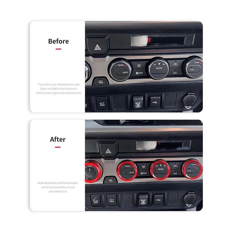 4 PCS Central Control Air Conditioner Switch Knob Ring for 2016-2021 Audio CD Button Knob Cover Set