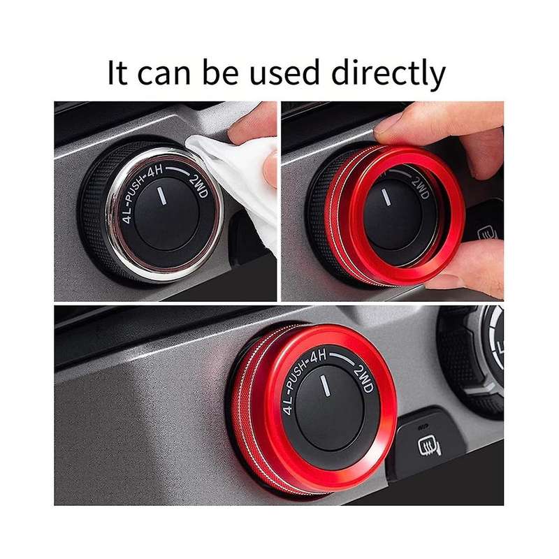4 PCS Central Control Air Conditioner Switch Knob Ring for 2016-2021 Audio CD Button Knob Cover Set