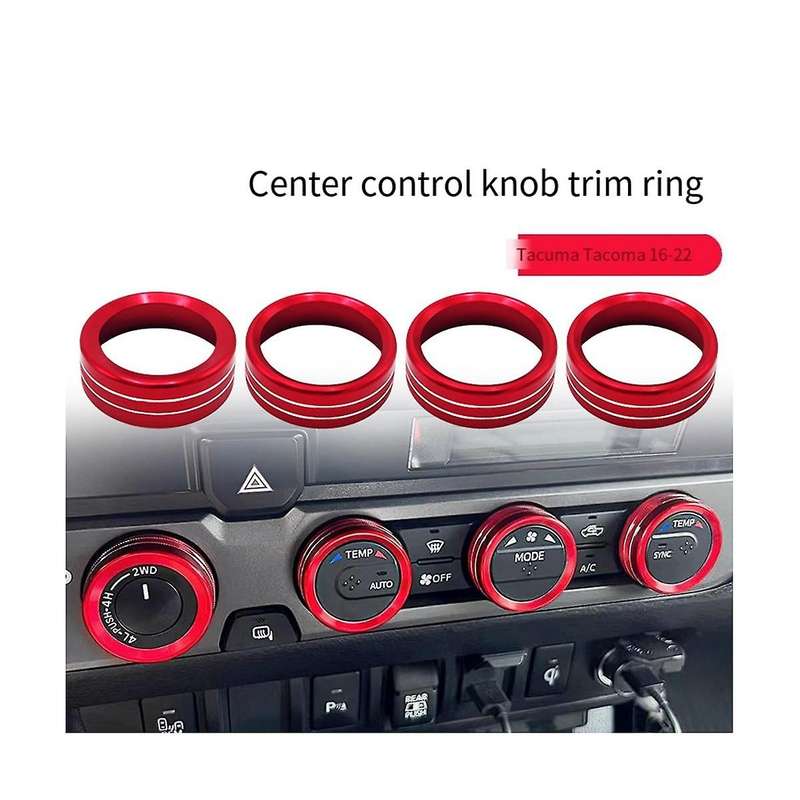4 PCS Central Control Air Conditioner Switch Knob Ring for 2016-2021 Audio CD Button Knob Cover Set