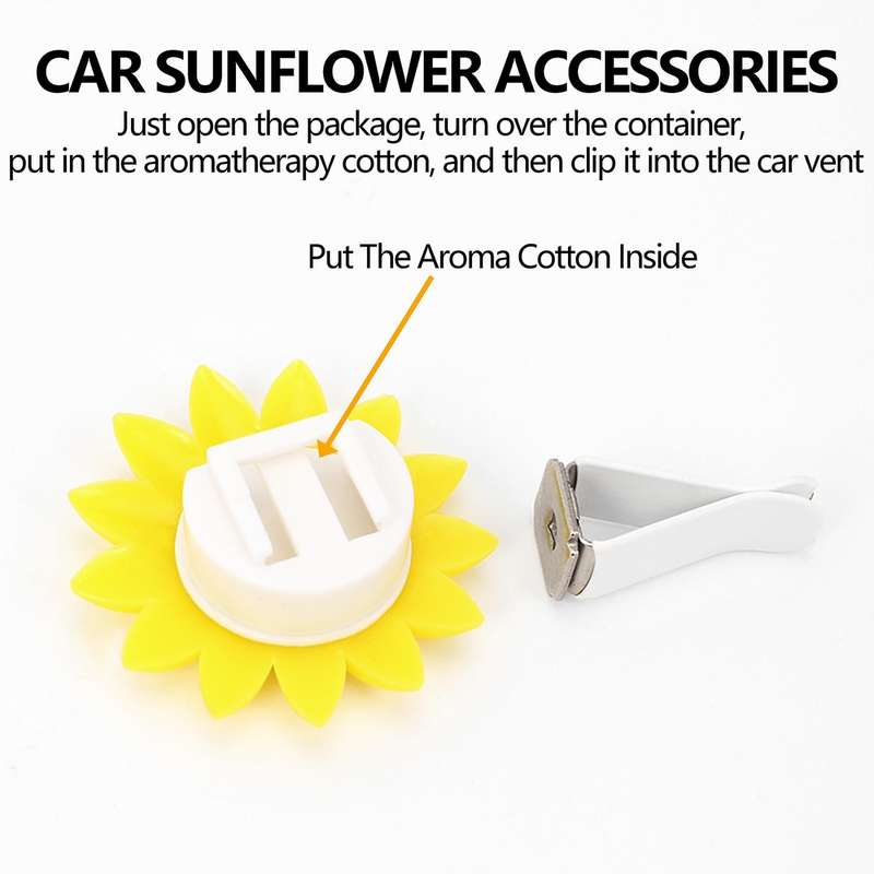 4 Pcs Car Sunflower Accessories Car Air Freshener Sunflower Air Vent Clips Air Vent Decorations Per