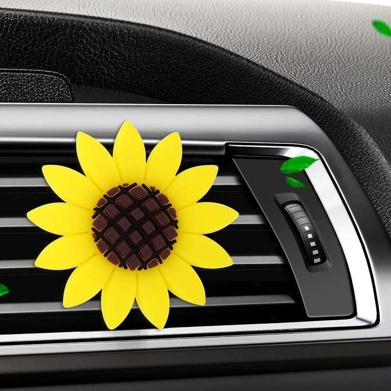 4 Pcs Car Sunflower Accessories Car Air Freshener Sunflower Air Vent Clips Air Vent Decorations Per