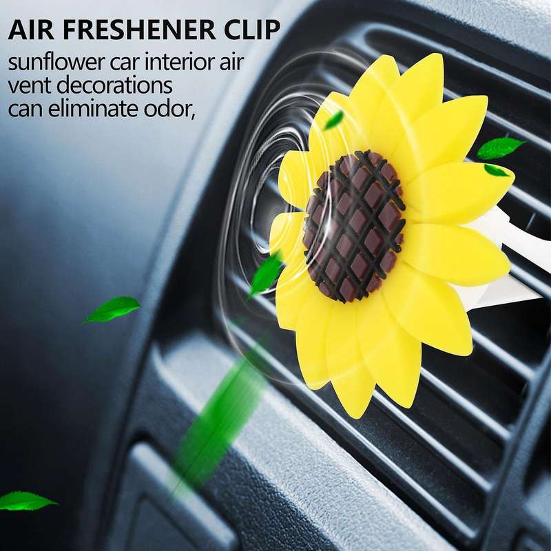 4 Pcs Car Sunflower Accessories Car Air Freshener Sunflower Air Vent Clips Air Vent Decorations Per