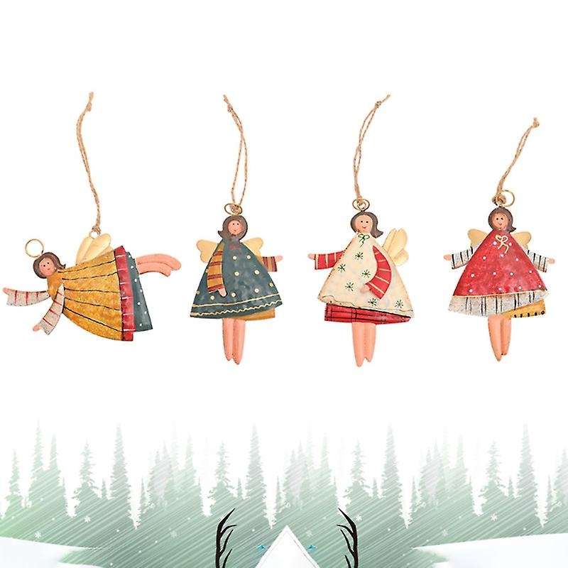 4 PCS Christmas Metal Dancing Angel Pendants Christmas Tree Hanging Ornaments Xmas Tree Doll Decorat