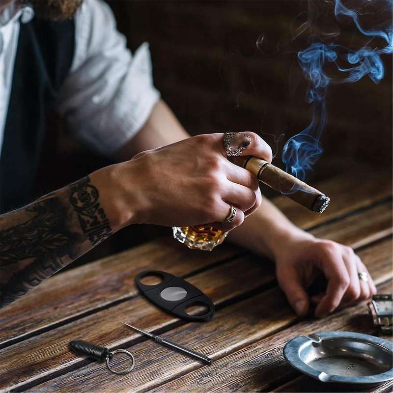 4 Pcs Cigar Cutter Set V Cut Cigar Cutter Cigar Draw Enhancer Tool Needle Cigar Punch Cutter Cigar H