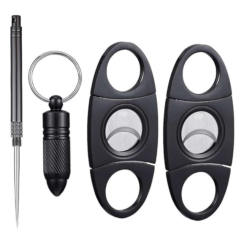4 Pcs Cigar Cutter Set V Cut Cigar Cutter Cigar Draw Enhancer Tool Needle Cigar Punch Cutter Cigar H