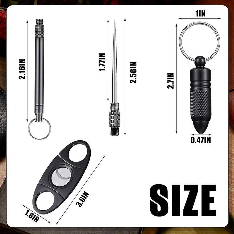 4 Pcs Cigar Cutter Set V Cut Cigar Cutter Cigar Draw Enhancer Tool Needle Cigar Punch Cutter Cigar H