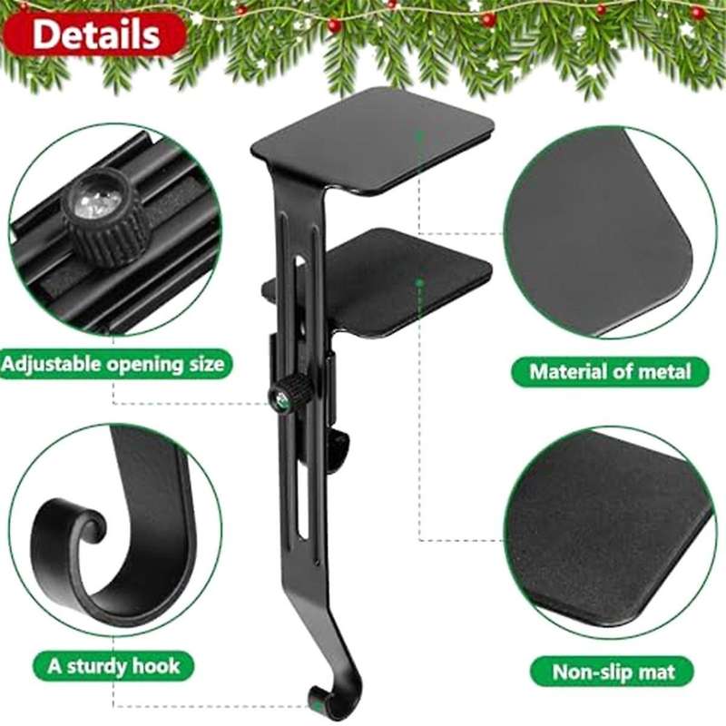 4 Pcs Christmas Stocking Holders for Fireplace- Adjustable Stocking Hangers with Protective Pads- No