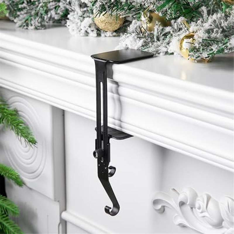 4 Pcs Christmas Stocking Holders for Fireplace- Adjustable Stocking Hangers with Protective Pads- No