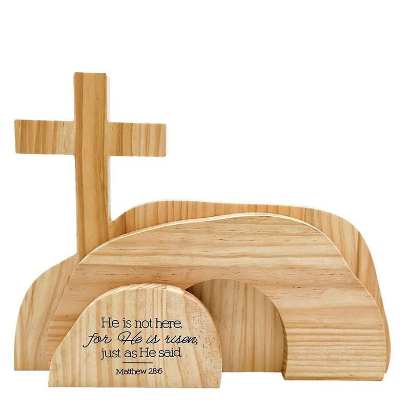 4 Pcs Easter Resurrection Scene Set He is Wooden Tabletop Centerpieces the Tomb Was Empty Scene