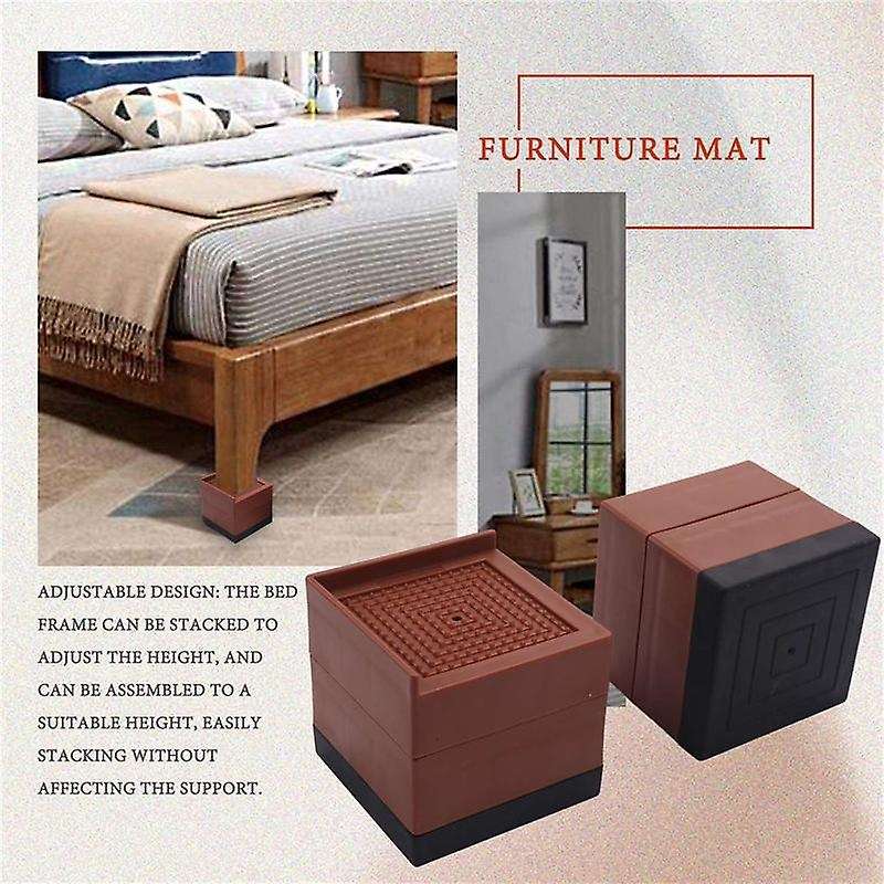 4 Pcs Foot Pad Furniture Base Adjustable Lifting Table and Chair Leg Extender Furniture Foot Brown