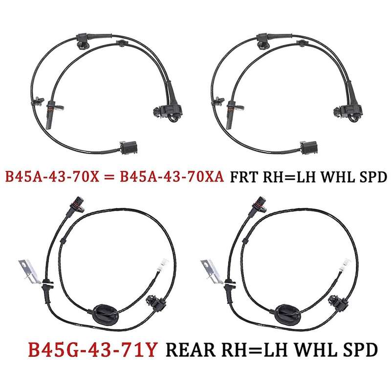 4 PCS Fits for 3 (BM, BN) L4 2.0L 2.5L 2014-2018 ABS Wheel Speed Sensor Rear Front B45G-43-71Y B45A-
