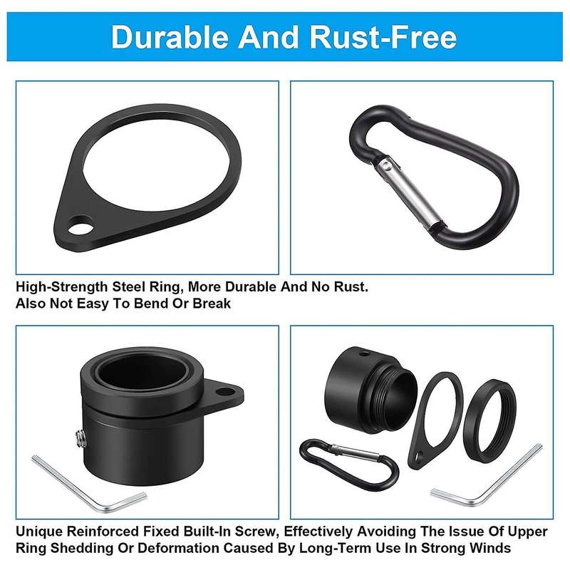 4 Pcs Flag Pole Rings Aluminum Alloy Mounting Rings 360 Degree Rotating Flagpole Anti Wrap Flag Pole