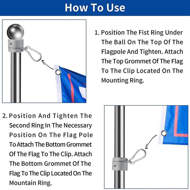 4 Pcs Flag Pole Rings Aluminum Alloy Mounting Rings 360 Degree Rotating Flagpole Anti Wrap Flag Pole