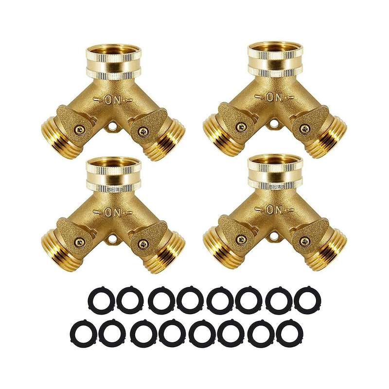 4 Pcs Garden Hose Splitter 3 Way Connector Heavy Duty Brass Garden Faucet Splitter for Outdoor Fauce