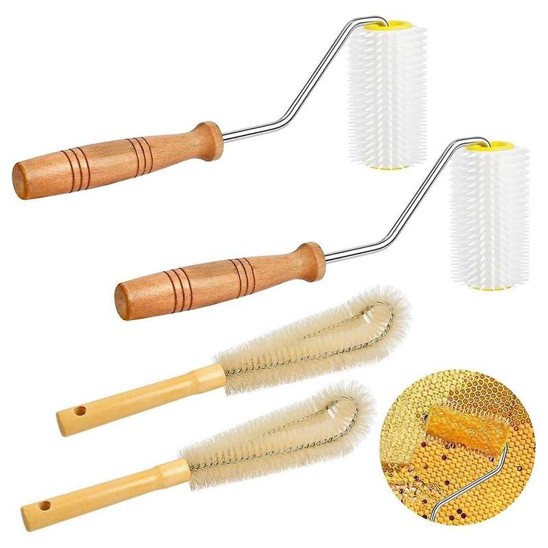 4 Pcs Honey Extractor Uncapping Needle Roller Tool with Wood Handle for Beekeeper, Honey Extractor S