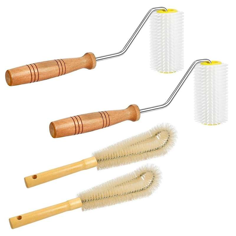 4 Pcs Honey Extractor Uncapping Needle Roller Tool with Wood Handle for Beekeeper, Honey Extractor S