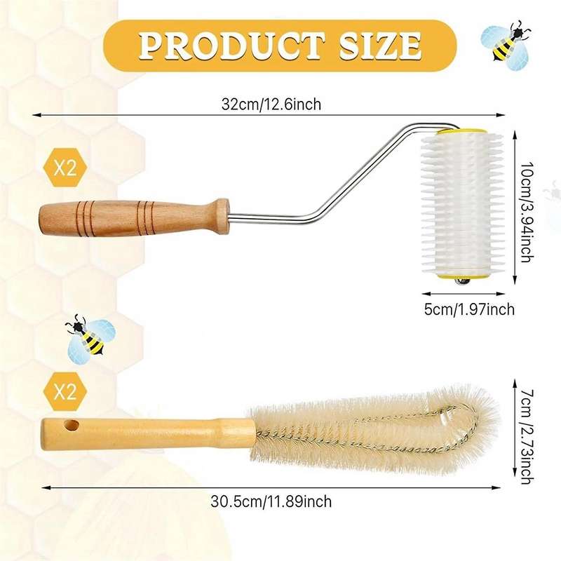 4 Pcs Honey Extractor Uncapping Needle Roller Tool with Wood Handle for Beekeeper, Honey Extractor S