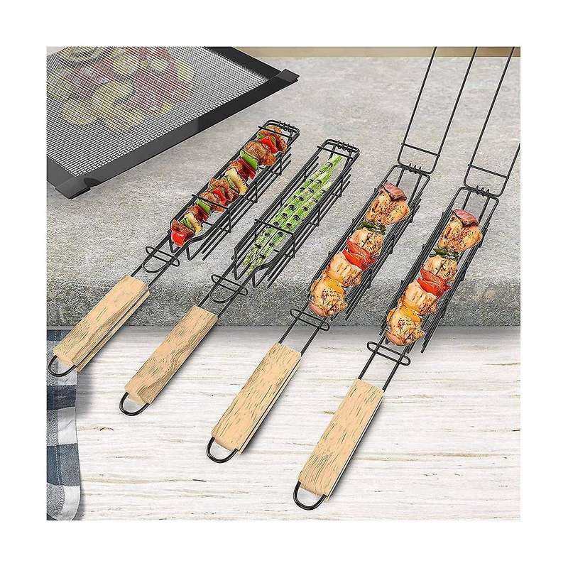 4 Pcs Grilling Basket for Outdoor Grilling - Non Stick Grill Basket for Grilling Vegetables, Meat &