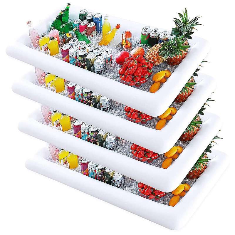 4 PCS Inflatable Cooling Trays,Coolers and Oil Drain Plugs for Food Containers,Barbecue Picnic Pool