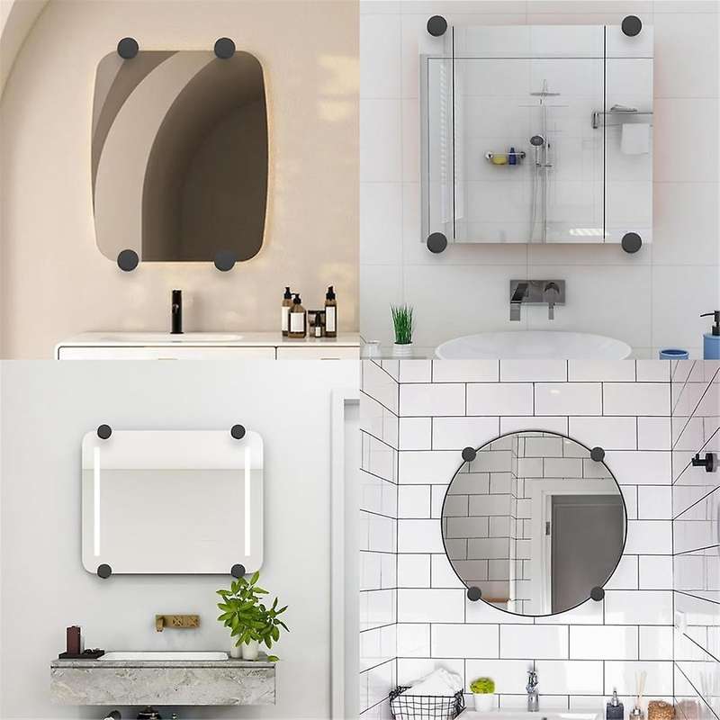 4 Pcs Mirror Mounting Hardware Frameless Adjustable Holders Clips Fixing Mirror Hanging Kit with Dut