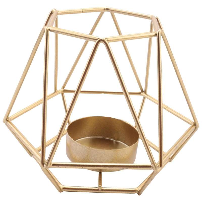 4 Pcs Metal Geometric Design Tea Light Votive Candle Holders, Hollow Candle Holders for Wedding Home