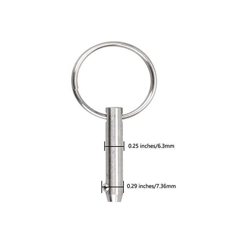 4 PCS Marine Quick Release Pins Bimini Top Pins, Diameter 1/4In(6.3Mm), Overall Length1.5In(38Mm)