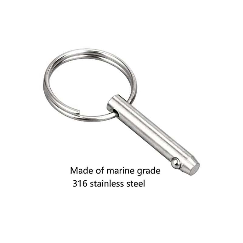 4 PCS Marine Quick Release Pins Bimini Top Pins, Diameter 1/4In(6.3Mm), Overall Length1.5In(38Mm)