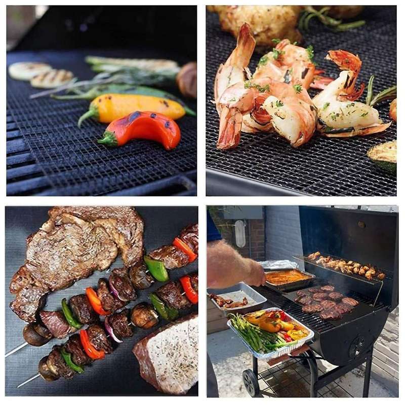 4 Pcs Non Stick Bbq Grill Mesh Reusable Ptfe Grilling Net Barbecue Mat for Grilling,cooking,baking,b