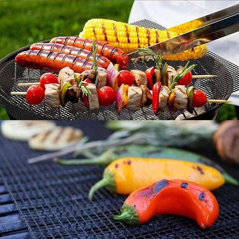 4 Pcs Non Stick Bbq Grill Mesh Reusable Ptfe Grilling Net Barbecue Mat for Grilling,cooking,baking,b