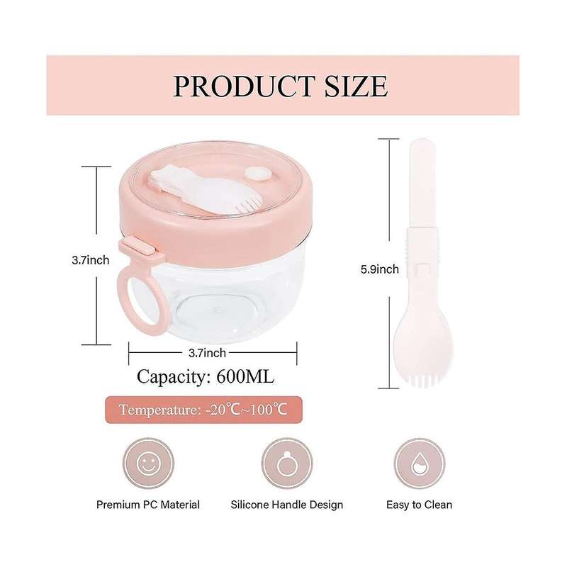 4 Pcs Overnight Oats Container with Lids and Spoons, 20 Oz Oats Jars Container for Milk, Fruit And