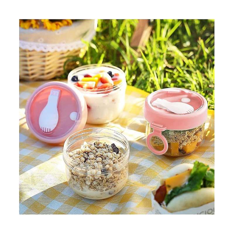 4 Pcs Overnight Oats Container with Lids and Spoons, 20 Oz Oats Jars Container for Milk, Fruit And