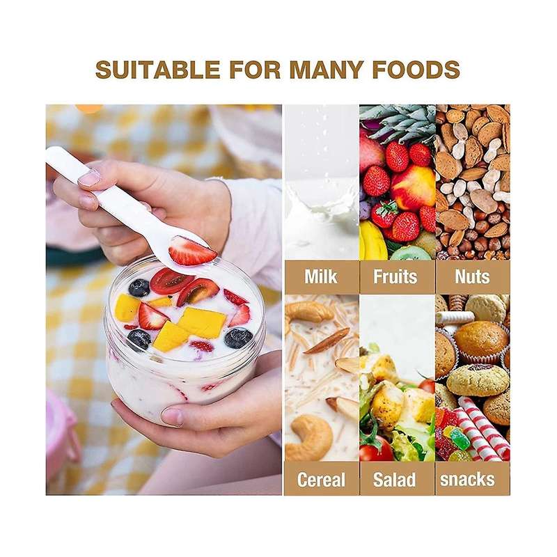 4 Pcs Overnight Oats Container with Lids and Spoons, 20 Oz Oats Jars Container for Milk, Fruit And