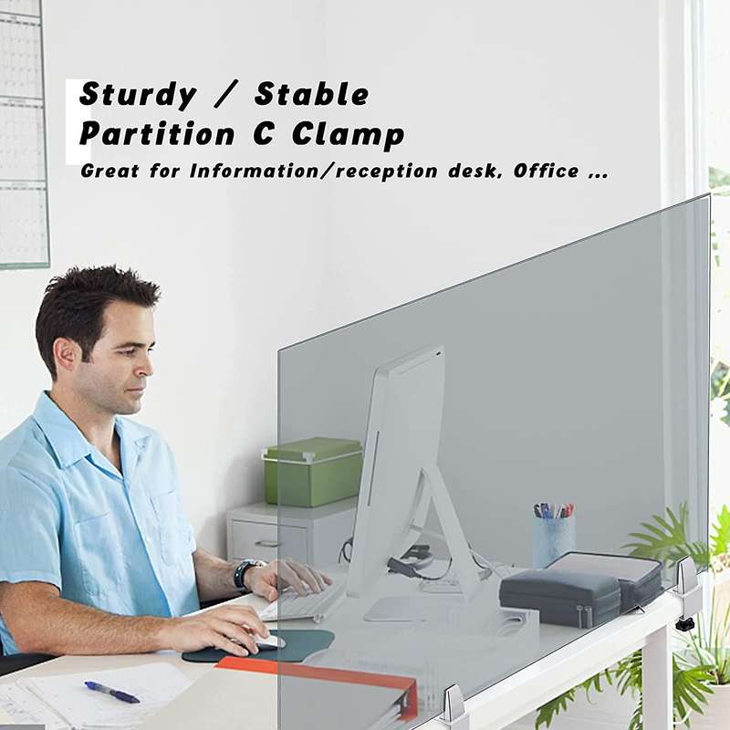 4 Pcs Office Desk Divider Clamp Privacy Screen Holder Bracket Screen Baffle Clamp Partition for Tabl