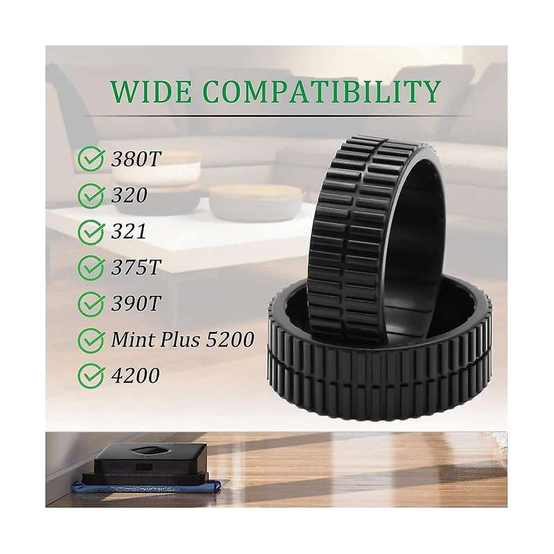 4 Pcs Non- Wheel Tires for Braava 380 380t 320 Mint5200 Robot Vacuum Cleaner