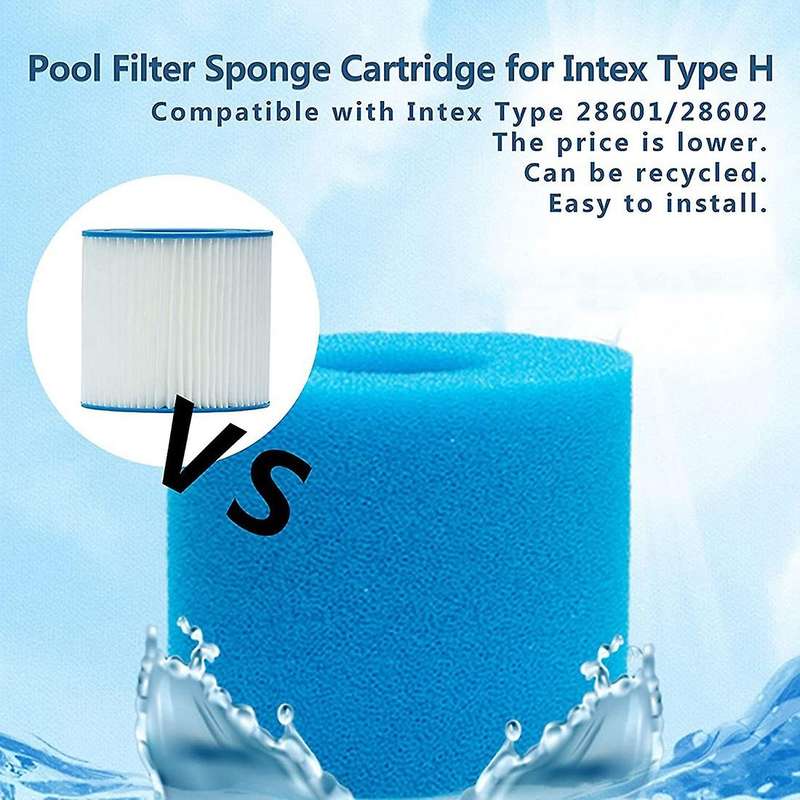 4 PCS Pool Filter for Type H,Replacement Swimming Pool Filter Foam Sponge Filter Cartridges for Typ