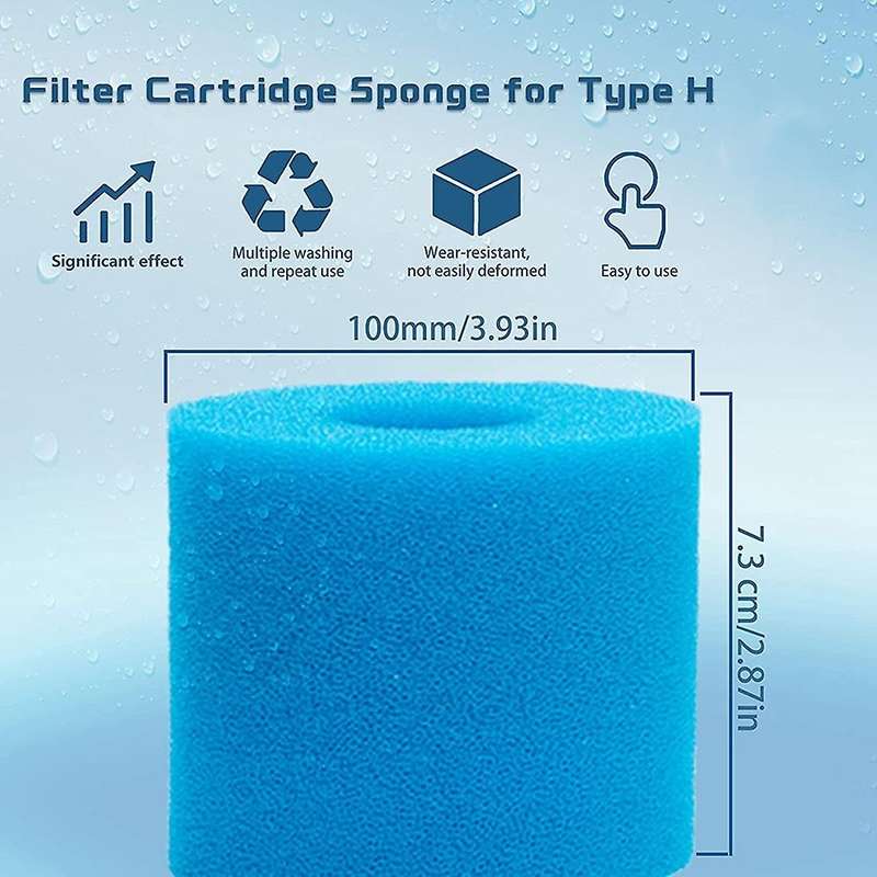 4 PCS Pool Filter for Type H,Replacement Swimming Pool Filter Foam Sponge Filter Cartridges for Typ