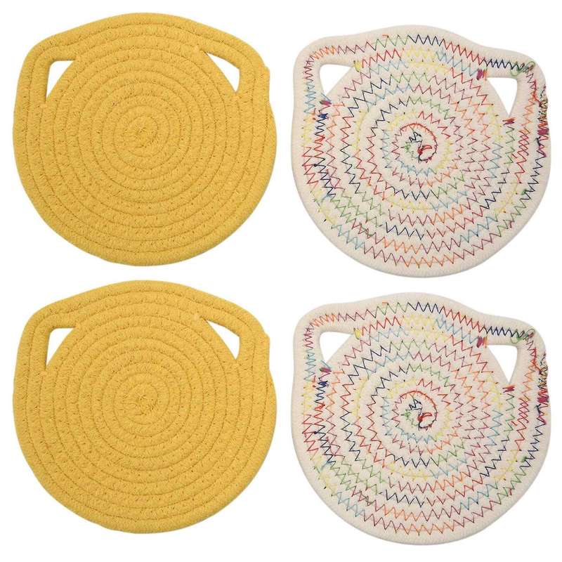 4 Pcs Potholders Trivets Set,cotton Thread Weave Shape Coasters,placemats,for Cooking&baking,7 Inch