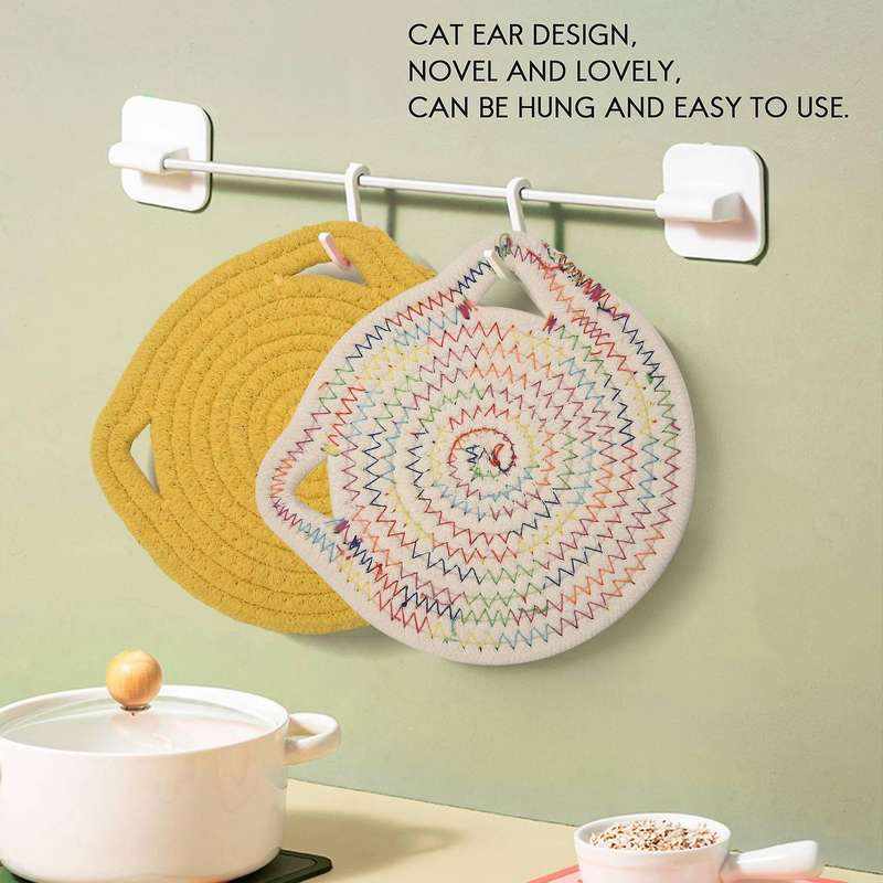 4 Pcs Potholders Trivets Set,cotton Thread Weave Shape Coasters,placemats,for Cooking&baking,7 Inch