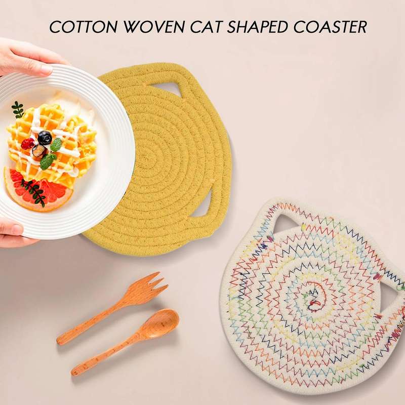 4 Pcs Potholders Trivets Set,cotton Thread Weave Shape Coasters,placemats,for Cooking&baking,7 Inch