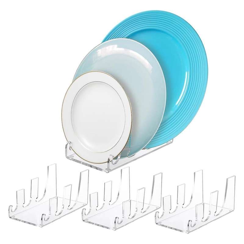4 Pcs Plate Dinnerware Display Stand Acrylic Clear Plate Stand China Platters Plate Holder Setting P